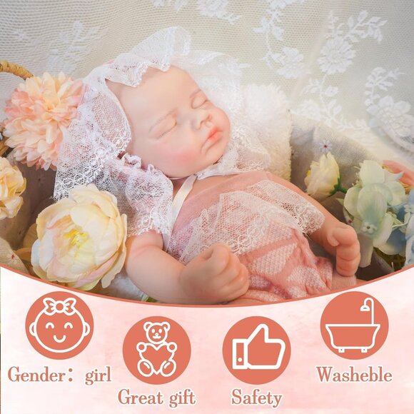 12.21 in Full Silicone Reborn Ivory Baby Girl Dolls Lifelike 2.42LB Weight Baby - Picture 2 of 7